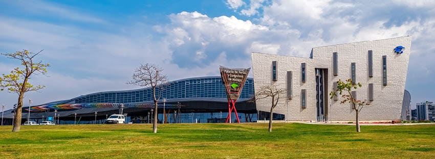 Malaga, Spain - May 20, 2018  Trade Fair and Congress Center of Malaga, Spain  This building has a total area of 60,000 m2, of which 17,000 m2 are dedicated to exhibition area