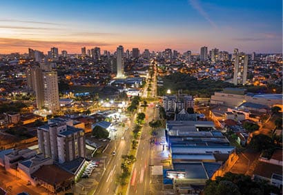 Araçatuba, State of São Paulo, Brazil, June 2020  Aerial view at dusk 