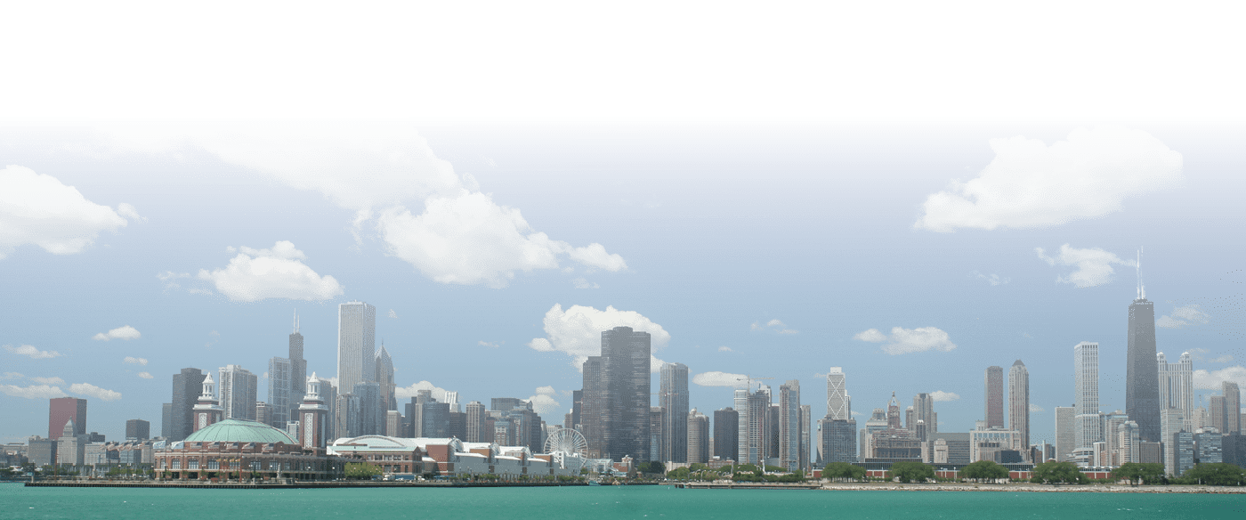 Chicago skyline under a beautiful daytime sky
