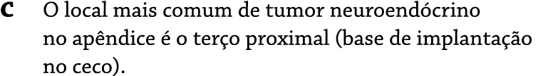 C O local mais comum de tumor neuroend crino no ap ndice  o ter o proximal (base de implanta  o no ceco).