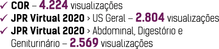   COR   4 224 visualiza  es  JPR Virtual 2020   US Geral   2 804 visualiza  es   JPR Virtual 2020   Abdominal, Digest   