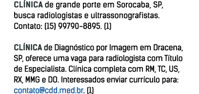 CLÍNICA de grande porte em Sorocaba, SP, busca radiologistas e ultrassonografistas  Contato: (15) 99790-8895  (1) CLÍ   