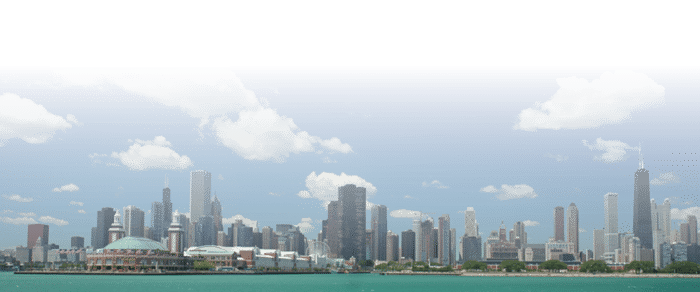 Chicago skyline under a beautiful daytime sky